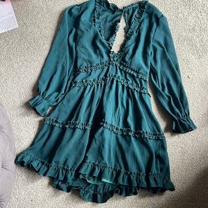 Teal Ruffled Tier Dress, Size L